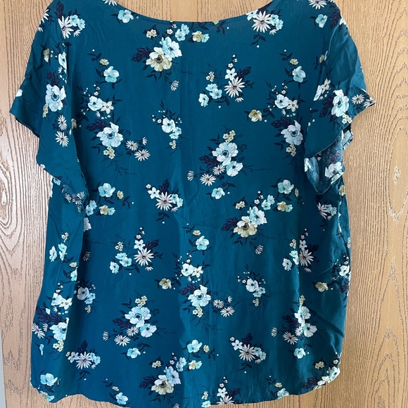 Croft & Barrow Teal Blue Floral Blouse - Picture 3 of 4